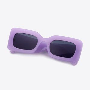UV400 Polycarbonate Frame Rectangle Sunglasses in Lavender